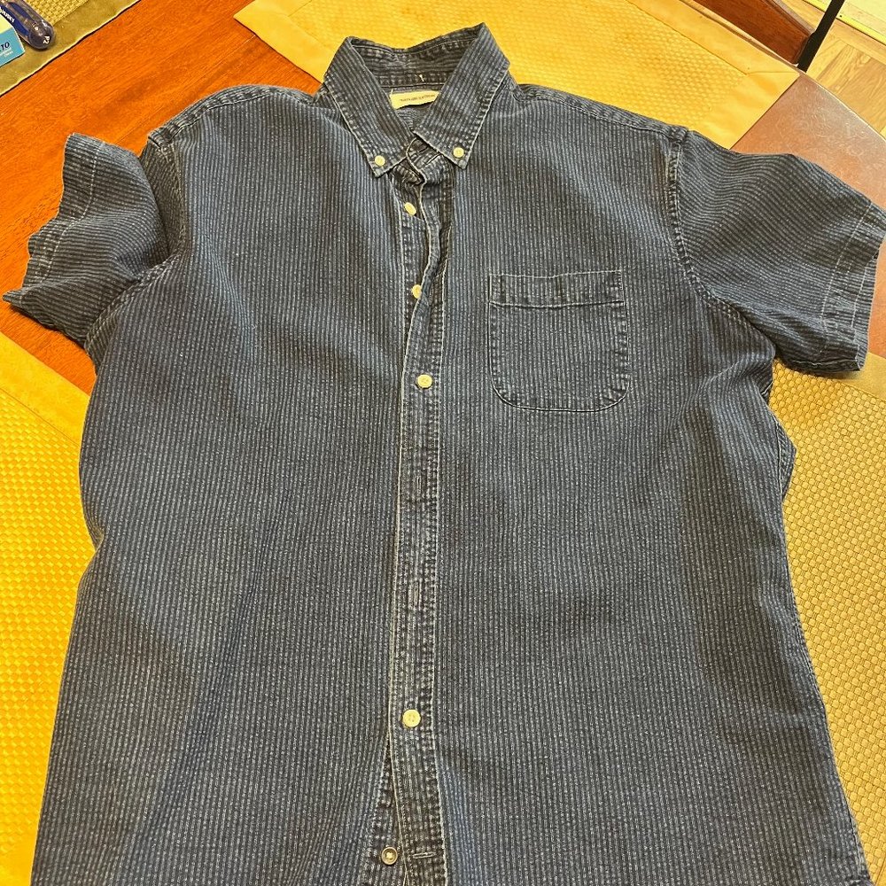 Taylor Stitch Short Sleeve Jack Indigo Seersucker